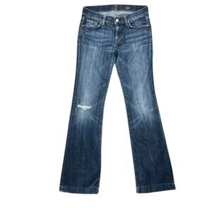 7 For All Mankind Dojo Jeans 27 Medium Blue wash Whiskering Frayed